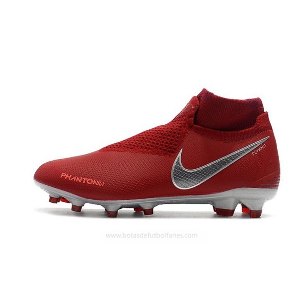 Nike Phantom Vision Elite DF FG Rojo Plata